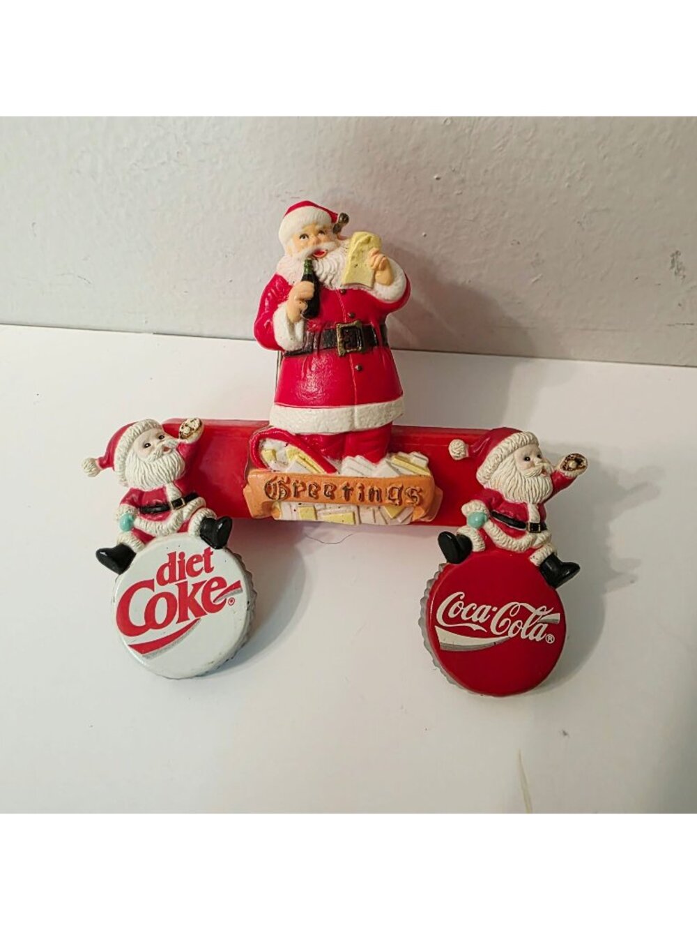 Vtg 90's Coca Cola Diet Coke Santa Bottle Cap 3D Chip Clip Refrigerator Magnets